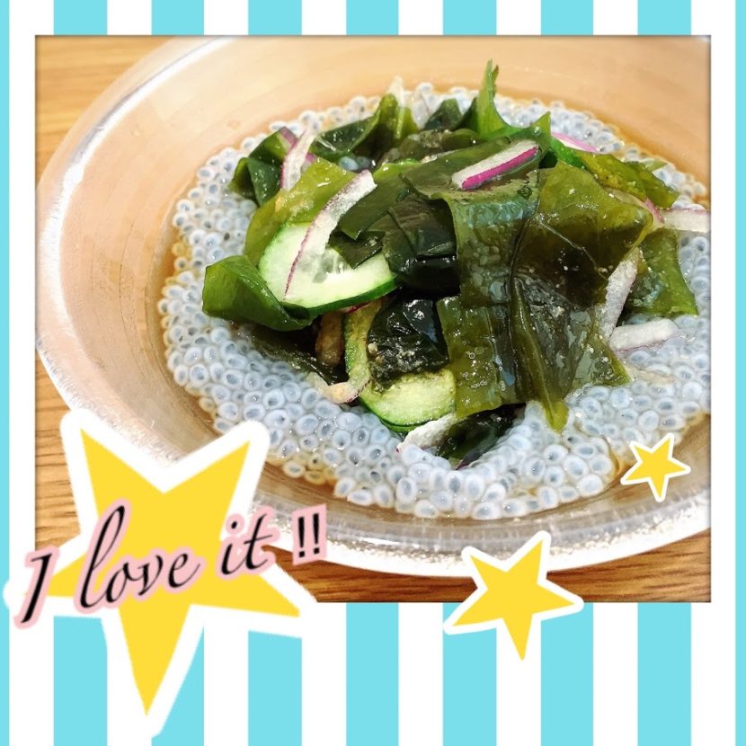 バジルシードの酢の物の写真です。